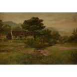 A SCOTTISH SCHOOL PAINTING, "Plaintree Cottage, Whistlefield," 19TH CENTURY, oil on canvas wrapped