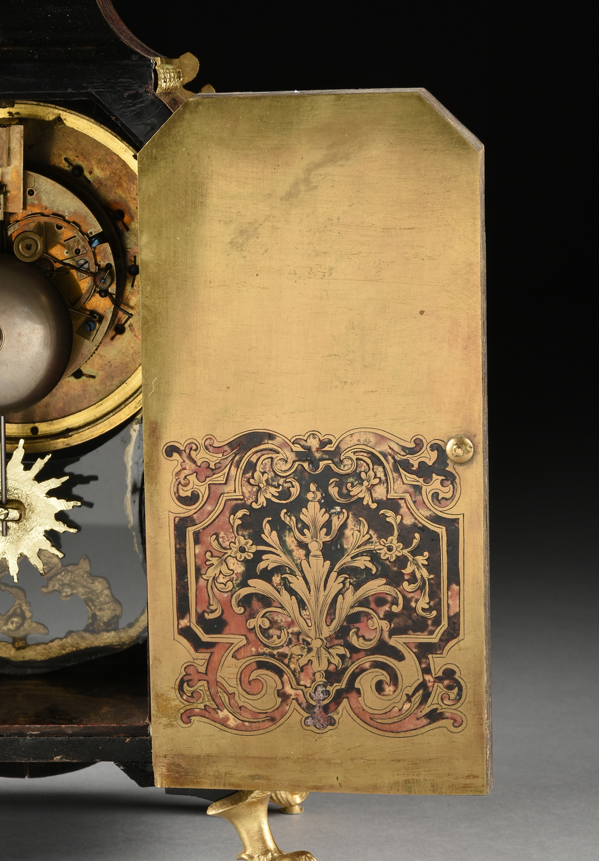 A LOUIS XIV STYLE ORMOLU MOUNTED BOULLE MARQUETRY BRACKET CLOCK, LATE 19TH CENTURY, the short - Image 10 of 10