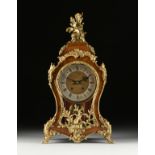 A LOUIS XV STYLE ORMOLU MOUNTED KINGWOOD BRACKET CLOCK, LATE 19TH CENTURY, the tÃªte de poupÃ©e body