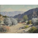 CARL SAMMONS (American 1883-1968) A PAINTING, "Desert Landscape," oil on canvas board, signed L/R.