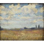 JAN STANISLAWSKI (Polish 1860-1907) A PAINTING, "Clouds in Landscape," oil on wood, signed L/L. 4