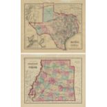 AN ANTIQUE TWO SIDED MAP, "Gray's Atlas Map of Texas," AND "Gray's Atlas Map of Arkansas,"