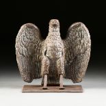 AN AMERICAN CAST IRON AND WELDED STEEL SPREAD WINGED EAGLE SCULPTURE, CIRCA 1900, probably once an