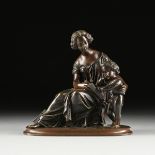 attributed to EUGENE ANTOINE AIZELIN (French 1821-1902) A BRONZE SCULPTURE, "Mother's Education of