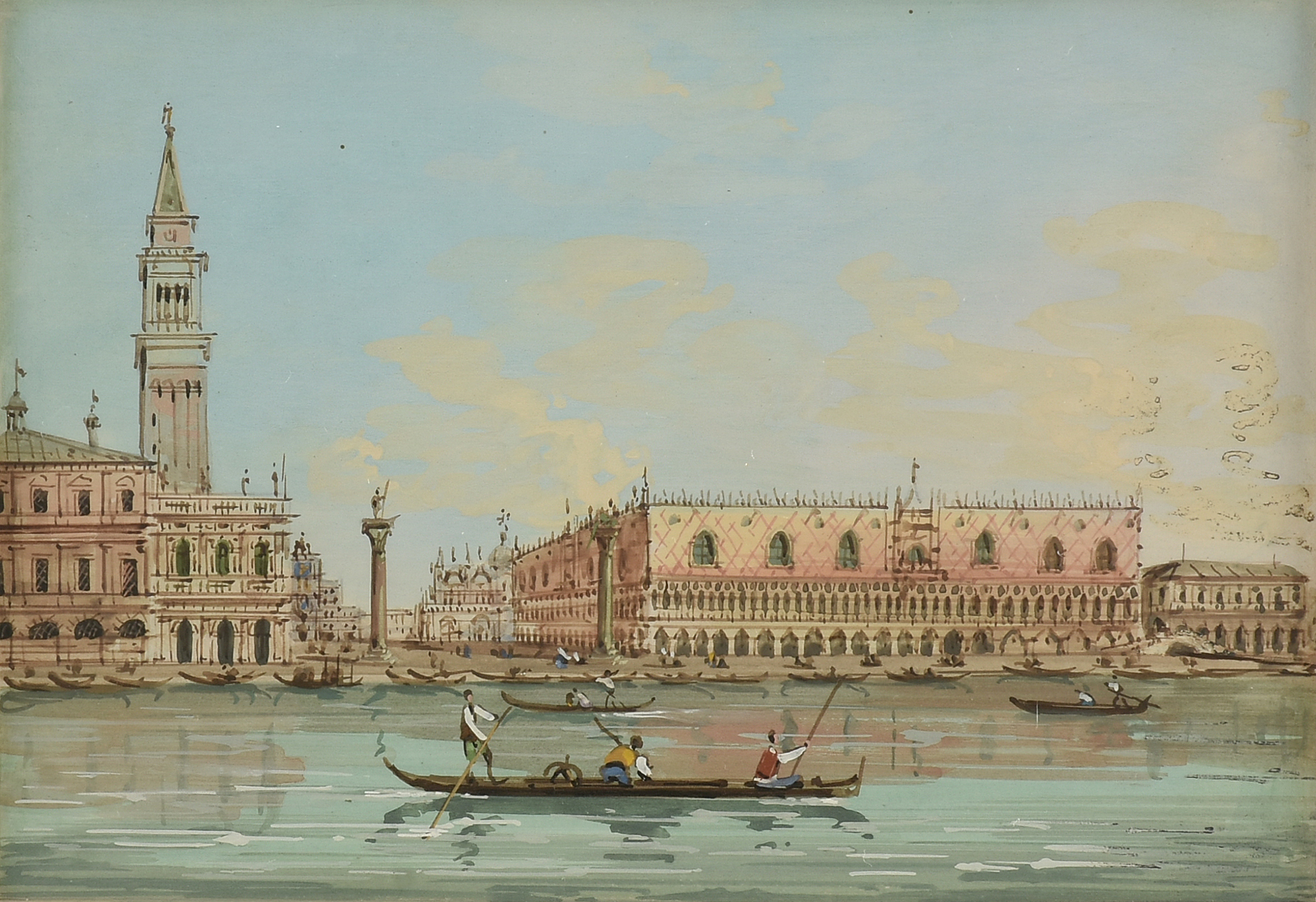 in the manner of CARLO GRUBACS (Italian 1802-1870) THREE PAINTINGS, "Views of Venice," gauche on - Image 3 of 14