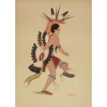 STEPHEN MOPOPE [QUED KOI "PAINTED ROBE"] (Kiowa/American 1898-1974) A PAINTING, "Spiritual