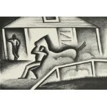 ALEXANDRE HOGUE (American/Texas 1898-1994) A PRINT, "Rarin' to Go," 1935, lithograph on paper,