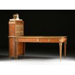 A FINE LOUIS XVI STYLE ORMOLU MOUNTED TULIPWOOD BUREAU PLAT AND CARTONNIER, EARLY 20TH