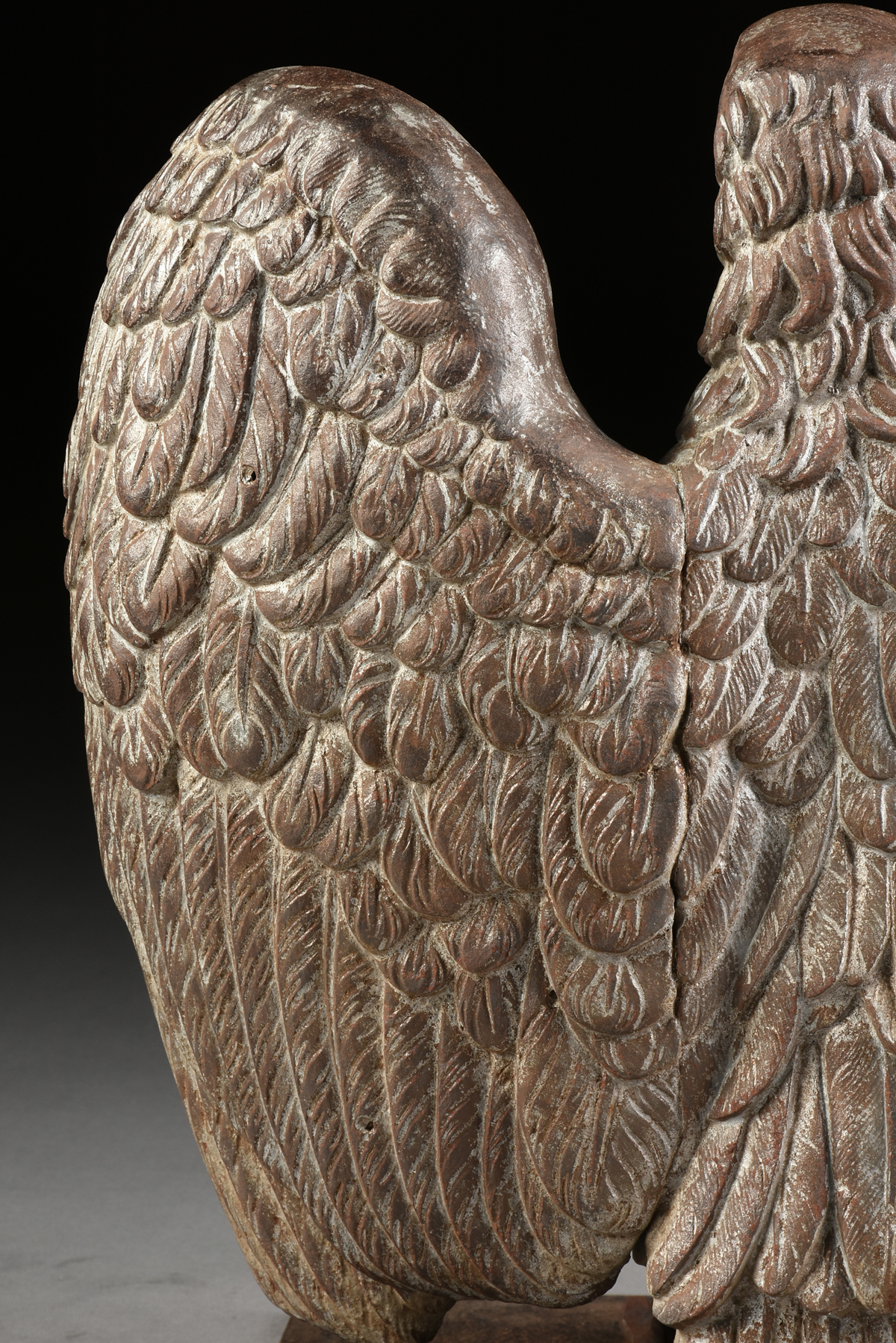 AN AMERICAN CAST IRON AND WELDED STEEL SPREAD WINGED EAGLE SCULPTURE, CIRCA 1900, probably once an - Image 10 of 10