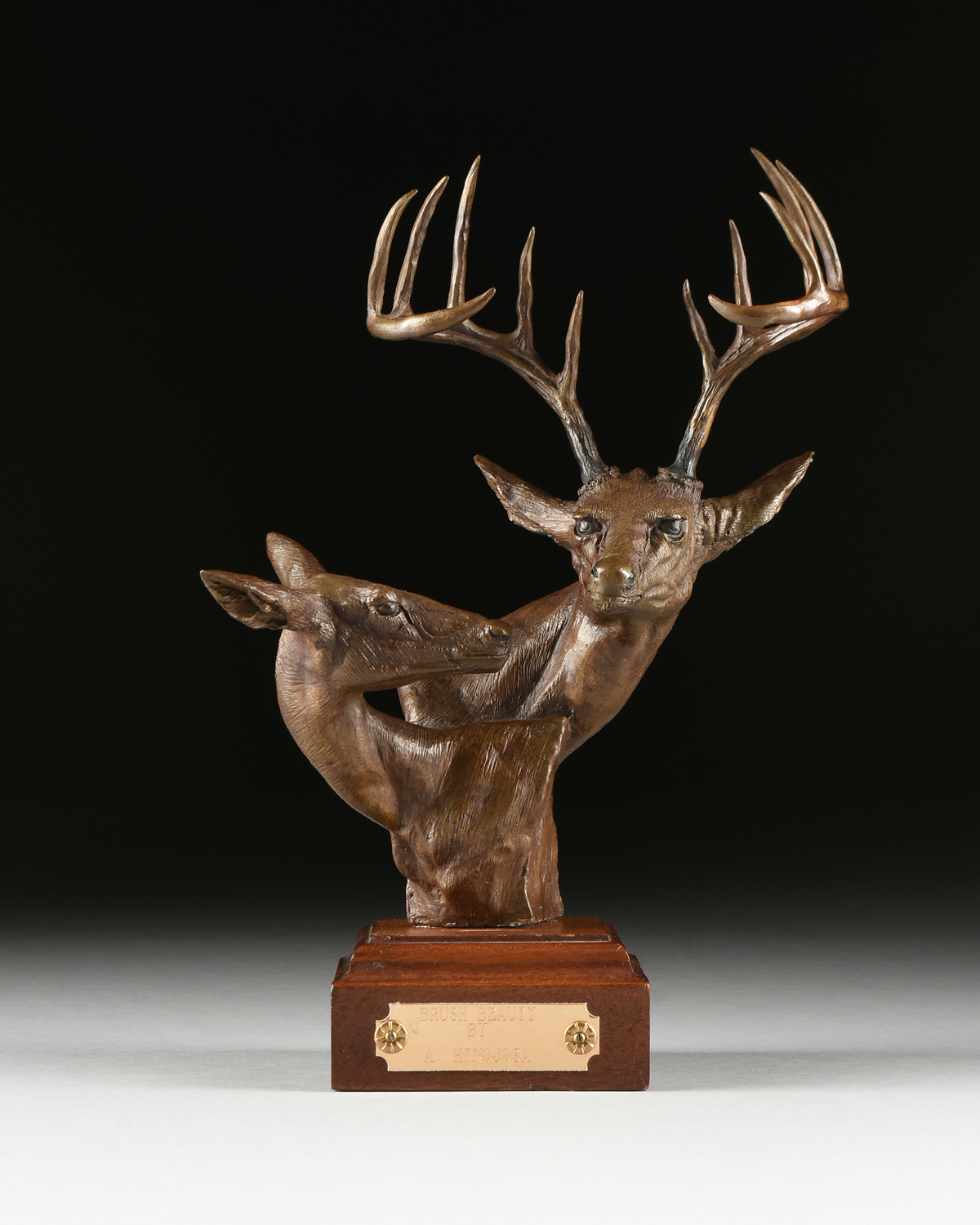 ARMANDO HINOJOSA (American/Texas b. 1944) A SCULPTURE, "Brush Beauty," cast bronze, signed, "A.