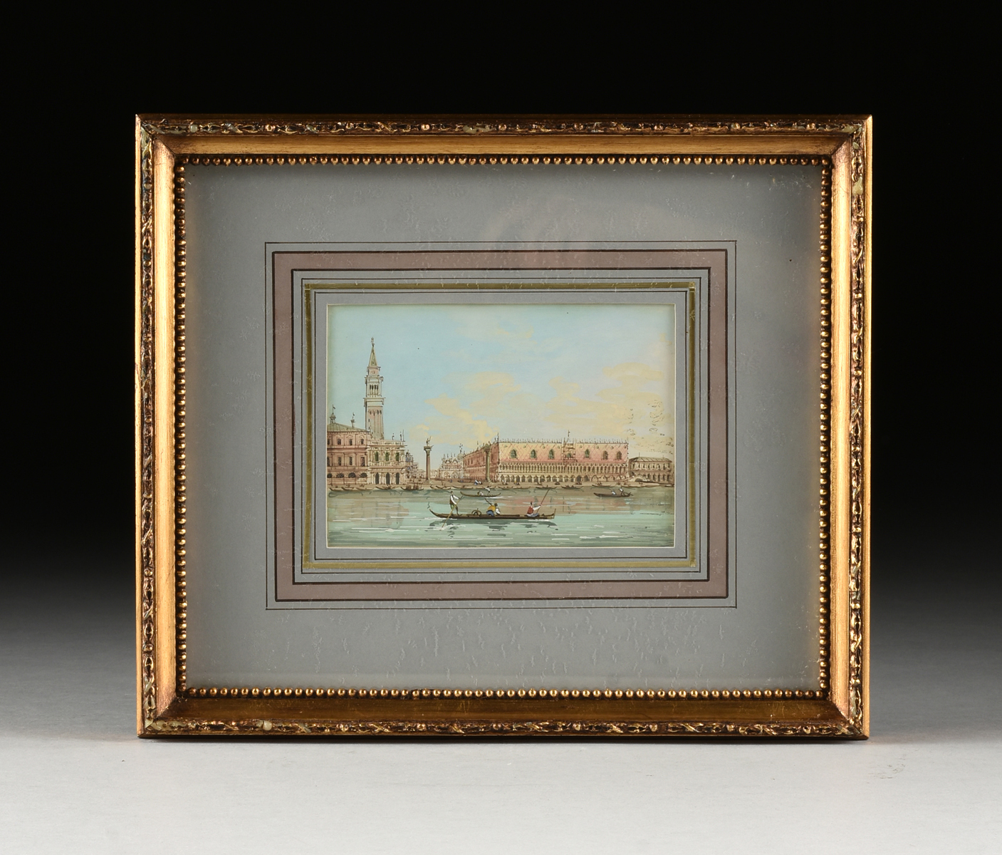 in the manner of CARLO GRUBACS (Italian 1802-1870) THREE PAINTINGS, "Views of Venice," gauche on - Image 9 of 14