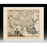 AN ANTIQUE MAP, "Exactissima AsiÃ¦," CAREL ALLARD, AMSTERDAM, CIRCA 1705, hand colored engraving