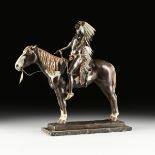 CYRUS E. DALLIN (Native American 1861-1944) A COLD PAINTED BRONZE EQUESTRIAN SCULPTURE, "Appeal to