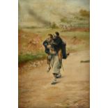 SPANISH SCHOOL, A PAINTING, "Wounded Soldiers," MID/LATE 19TH CENTURY, signed L/R, "J. Quijano,"