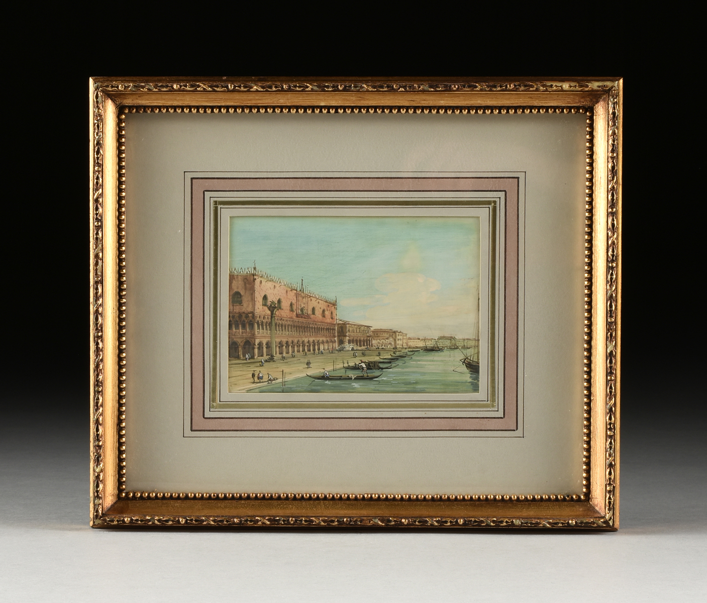 in the manner of CARLO GRUBACS (Italian 1802-1870) THREE PAINTINGS, "Views of Venice," gauche on - Image 6 of 14