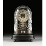 A ELECTROMAGNETIC BRASS SKELETON CLOCK, BY BULLE, FRENCH, NUMBERED, EARLY 20TH CENTURY, the silvered