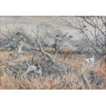 HERB BOOTH (American/Texas 1942-2014) A PAINTING, "In the Brush," watercolor on paper, signed L/R.