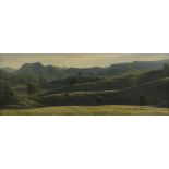 JAMES FETHEROLF (American 1925-1994) A PAINTING, "Rolling Hills," 1963, oil on canvas, signed and