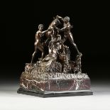 AN ITALIAN BRONZE GROUP OF THE FARNESE BULL, AFTER THE ANTIQUE, CAST BY THE NELLI FOUNDRY, ROME,