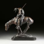 after J.E. FRASER (American 1876-1953) A BRONZE SCULPTURE, "The End of the Trail," with black