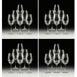 AN ASSEMBLED SET OF TWENTY FOUR CRYSTAL RED WINE GLASSES, PROBABLY ITALIAN, MODERN, large clear