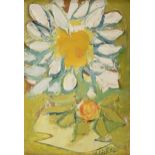 DAVID ADICKES (American/Texas b. 1927) A PAINTING, "White Daisy," oil on board, signed L/R, "