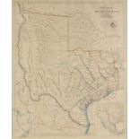 AN ANTIQUE REPUBLIC OF TEXAS MAP, "Map of Texas," JOHN ARROWSMITH, LONDON, JUNE 8, 1843, hand-