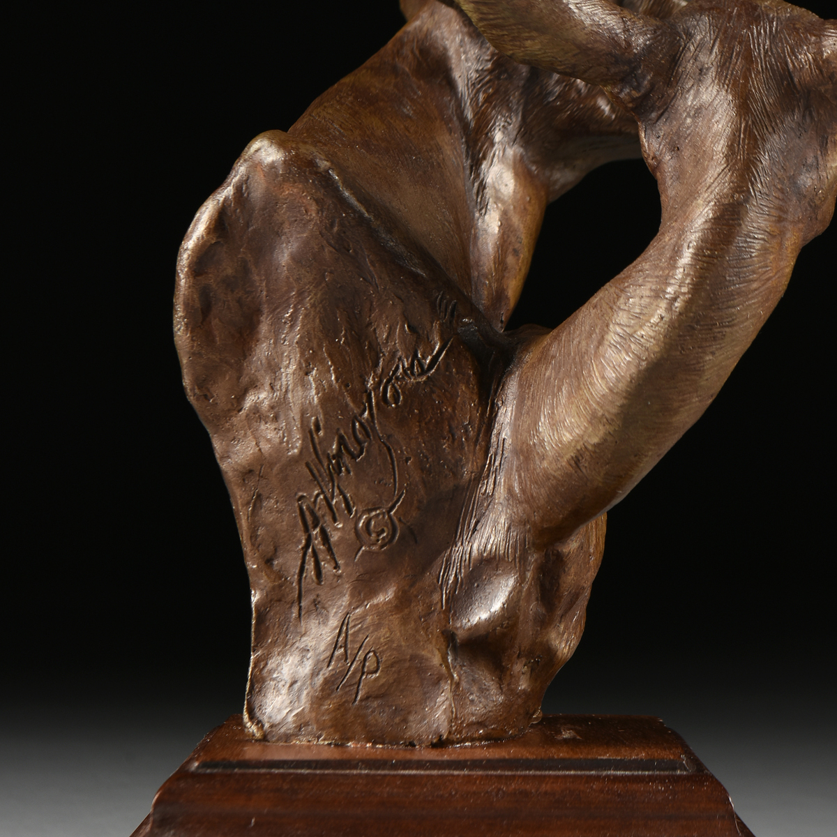 ARMANDO HINOJOSA (American/Texas b. 1944) A SCULPTURE, "Brush Beauty," cast bronze, signed, "A. - Image 9 of 11