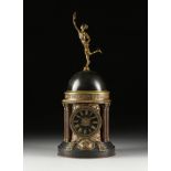 A NEOCLASSICAL PATINATED BRONZE CLOCK, RETAILED BY A. STOWELL, BOSTON, the figure of Hermes/