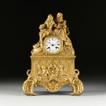 A LOUIS PHILIPPE GILT BRONZE FIGURAL MANTLE CLOCK, 1840s, in a Louis XIV revival style with an