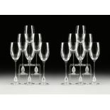 A SET OF TWELVE ROSENTHAL "STUDIO LINE" RED WINE GLASSES, MODERN, a large-sized elegant stemware set