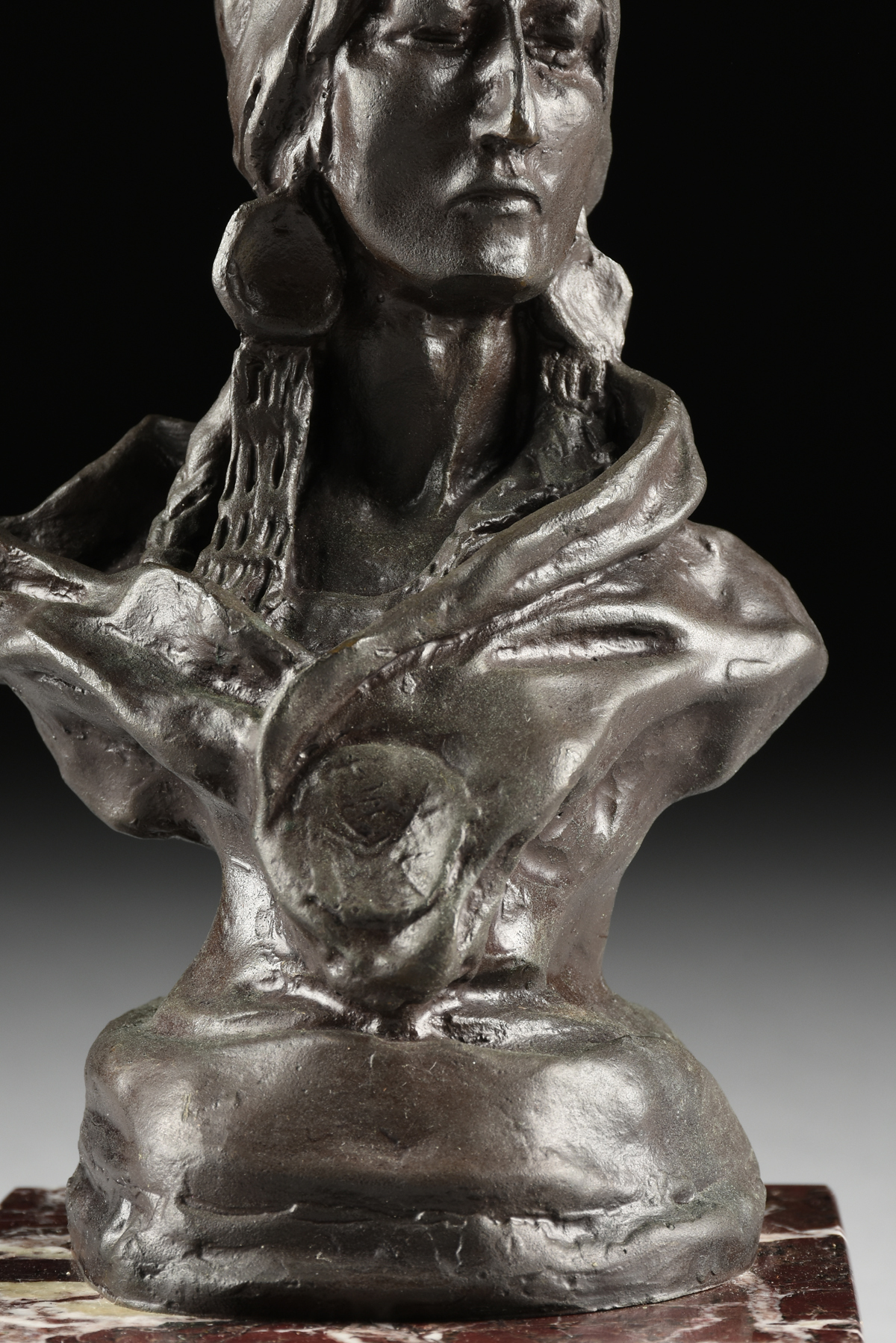 CHARLES M. RUSSELL (American 1864-1926) A BRONZE BUST, "A Native American Piegan Woman," CIRCA 1902, - Image 4 of 8