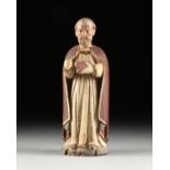 A PAINTED WOOD SANTO OF ST. NICHOLAS THE MIRACLE WORKER, 19TH CENTURY, polychrome carved wood, in