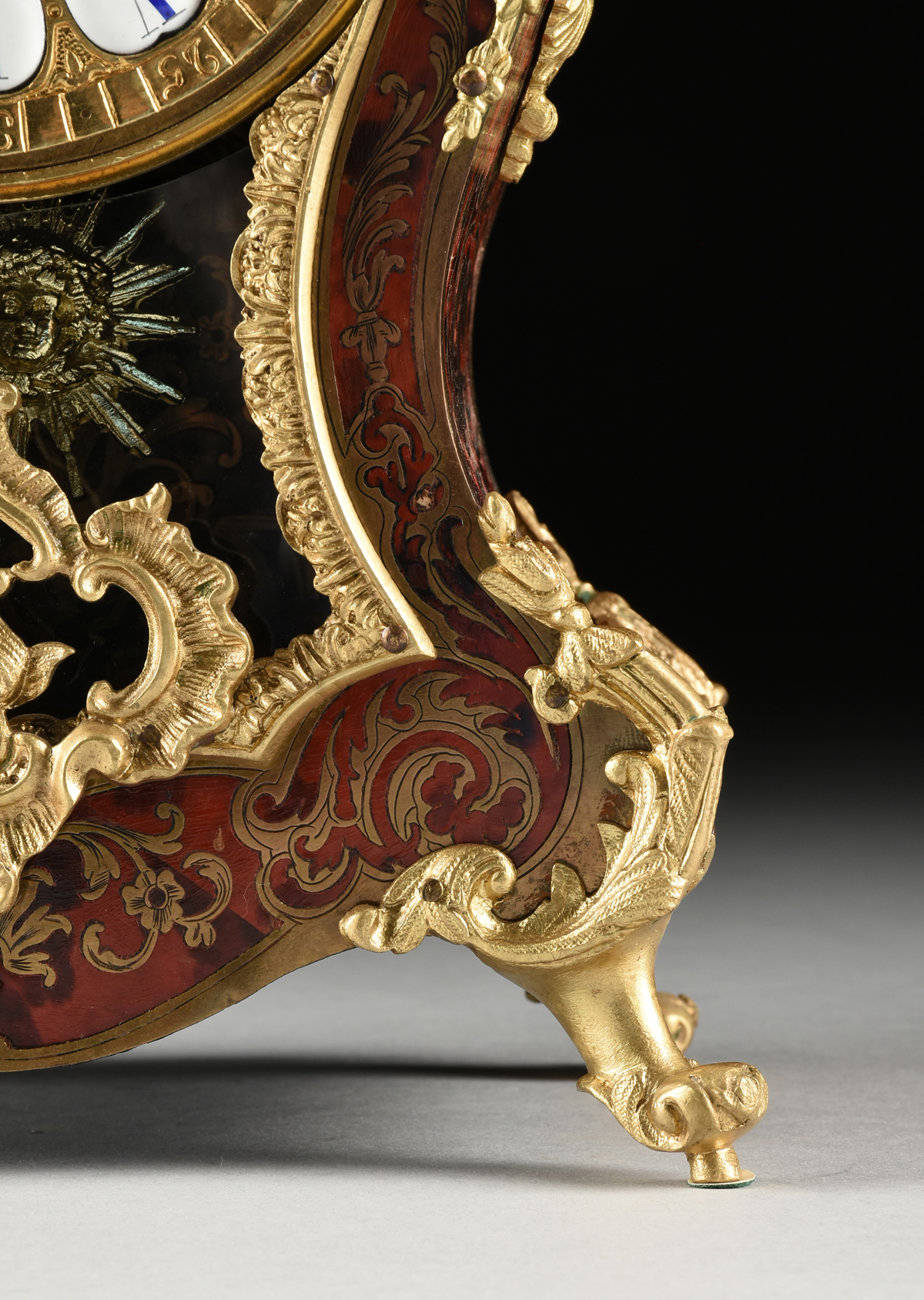 A LOUIS XIV STYLE ORMOLU MOUNTED BOULLE MARQUETRY BRACKET CLOCK, LATE 19TH CENTURY, the short - Image 4 of 10