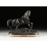 after PIERRE-JULES MÃŠNE (French 1810-1879) A BRONZE SCULPTURE, "Stallion," 20TH CENTURY, with a