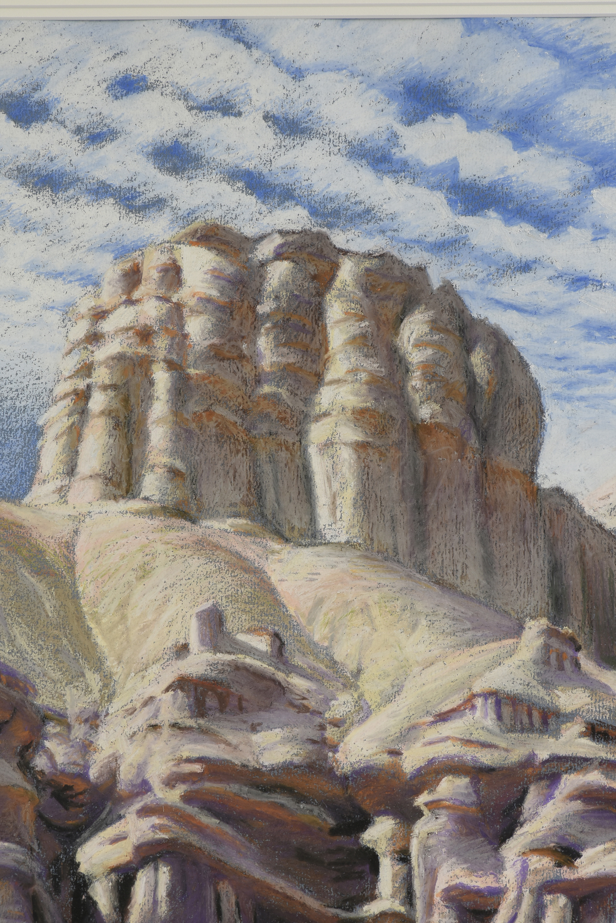 attributed to JAMES DOOLIN (American 1932-2002) A DRAWING, "Desert Dwellers," pastel on paper. 25" x - Image 4 of 11