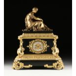 A NAPOLEON III GILT AND PATINATED BRONZE FIGURAL MANTLE CLOCK, BY GAUTIER, PARIS, THIRD QUARTER 19TH