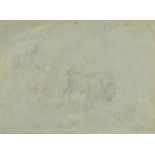 CHARLES MARION RUSSELL (American 1864-1926) A DRAWING, "Sketch of Bison, Skull, and Hoof," pencil on