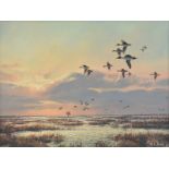HERB BOOTH (American 1942-2014) A PAINTING, "Pintail Flights," watercolor on paper, signed L/R,