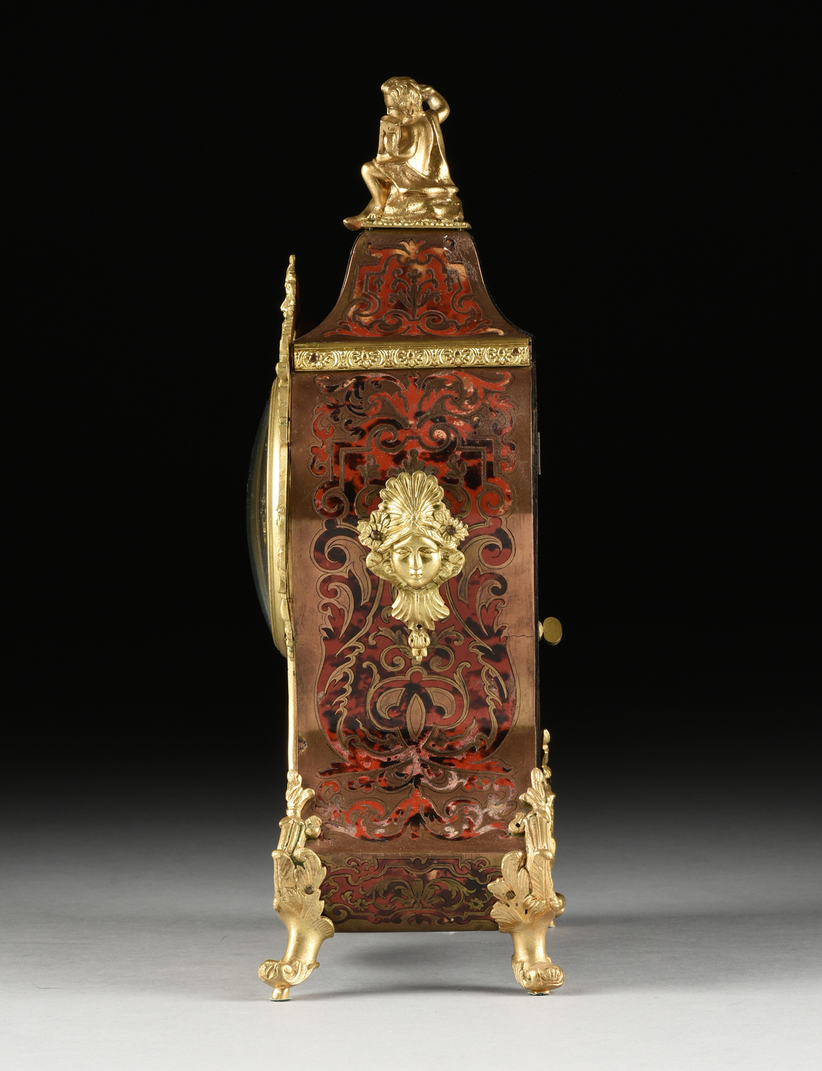 A LOUIS XIV STYLE ORMOLU MOUNTED BOULLE MARQUETRY BRACKET CLOCK, LATE 19TH CENTURY, the short - Image 6 of 10
