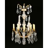 A GOTHIC REVIVAL GILT BRONZE AND GLASS TEN LIGHT CHANDELIER, FRENCH, CIRCA 1875, with a central