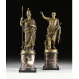 A PAIR OF ITALIAN BRONZE SCULPTURES OF AUGUSTUS PRIMAPORTA AND MINERVA GIUSTINIANI, AFTER THE
