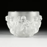 A LALIQUE FROSTED CRYSTAL "LUXEMBOURG" VASE, SIGNED, LATE 20TH CENTURY, of tapering circular form