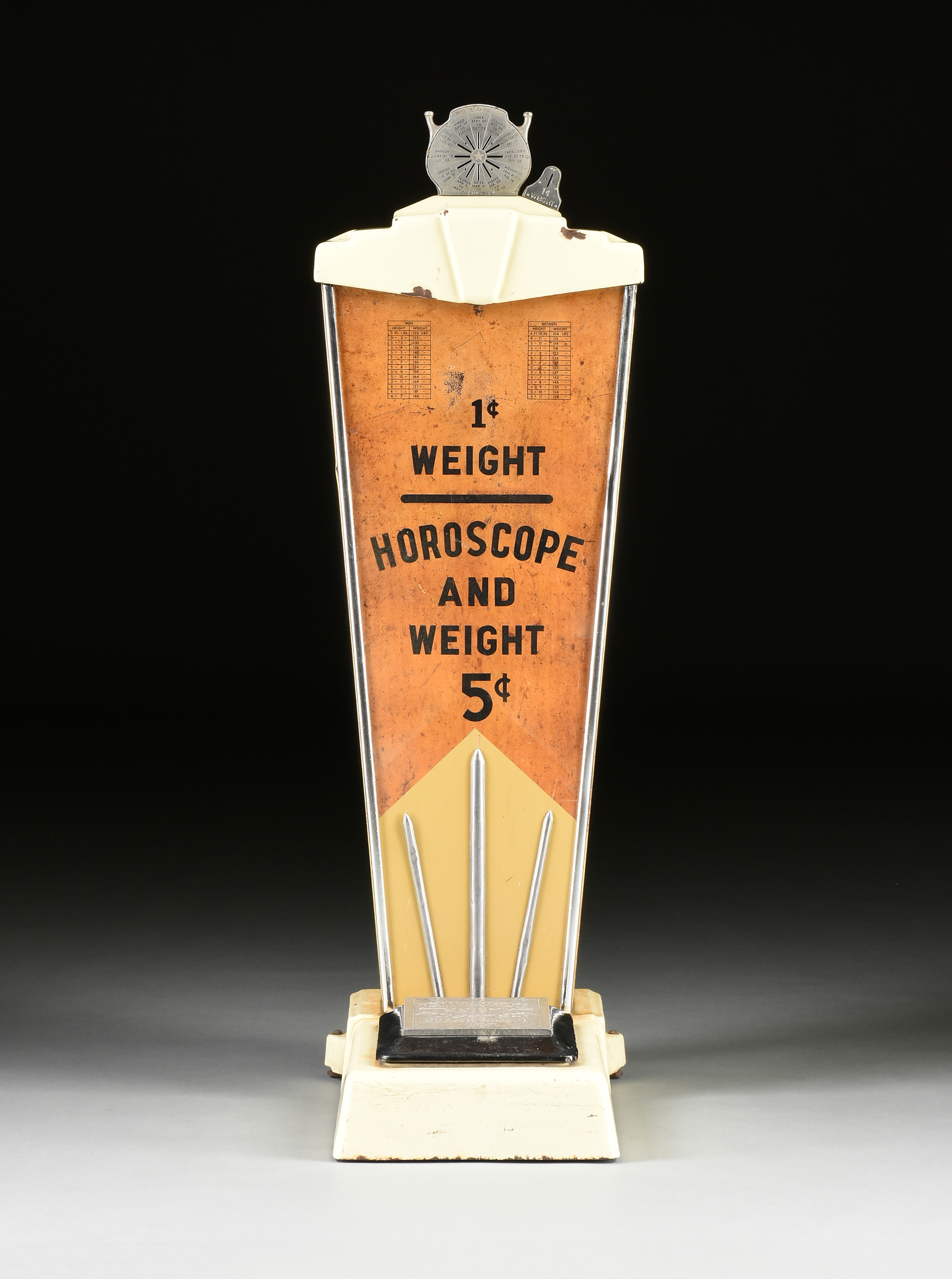 AN AMERICAN SCALE MANUFACTURING CO. FORTUNE MODEL 300 "1¬¢ Weight-Horoscope & Weight 5¬¢," COIN