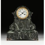 A NEOCLASSICAL REVIVAL VERDE ANTICO MARBLE CLOCK, JAPY FRÉRES, CLOCKWORKS, IDRAC-LE-ROY, RETAILER,