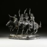 FREDERIC REMINGTON (American 1861-1909) A BRONZE SCULPTURE," Coming through the Rye," with a dark