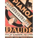 ANDRÉ DAUDÉ (French 1897-1979) A PRINT, "Pianos Daudé," CIRCA 1960, color offset lithograph on