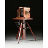 A CENTURY CAMERA CO. NO. 5 MAHOGANY PORTRAIT STUDIO CAMERA ON A NO. 4 STAND, ROCHESTER, NEW YORK,