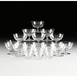 A GROUP OF TWENTY LOBMEYR "PATRICIAN" SHERBERTS AND CREAMERS STEMWARES, JOSEF HOFFMANN, AUSTRIAN,