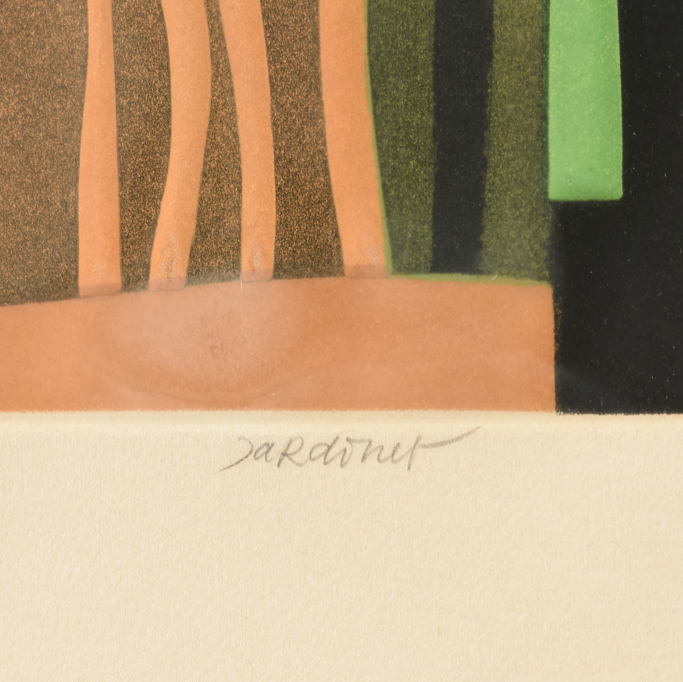 EVE DOMY (French b. 1951) A PRINT, "Jardinet," intaglio color hard-edge abstract print, signed in - Image 4 of 14